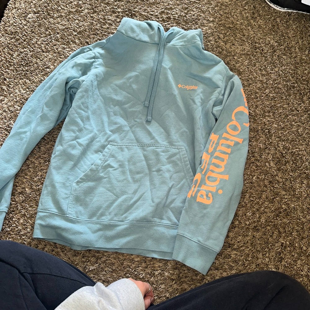 Columbia Light Teal Fleece Half-Zip Pullover with Peach Accents
